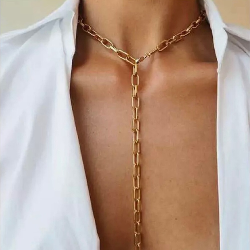 ✨✨Gold Link Lariat Necklace✨✨Adjustable✨ - Picture 1 of 4
